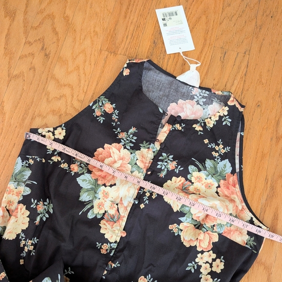 Sezane Solitta Dress Pila Print Black Floral 100% Organic Cotton NWT 40/8 - Picture 6 of 15